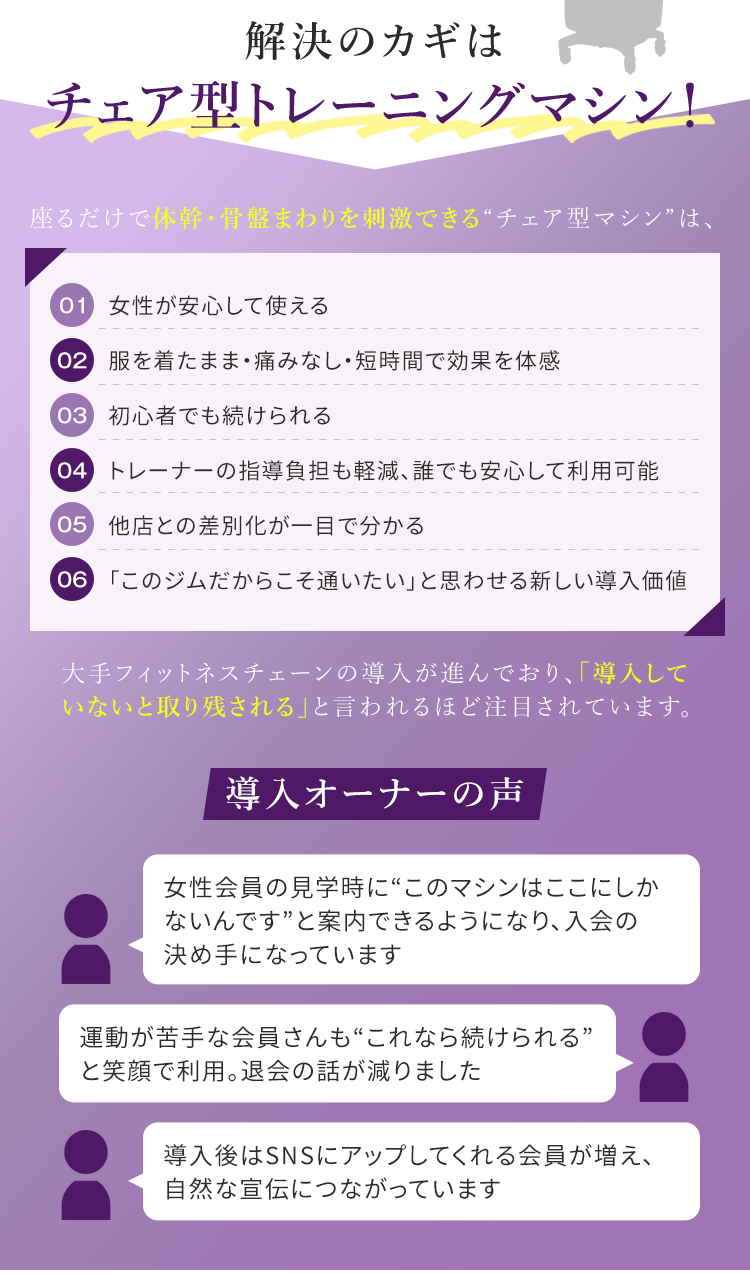 解決のカギはチェア型トレーニングマシン！